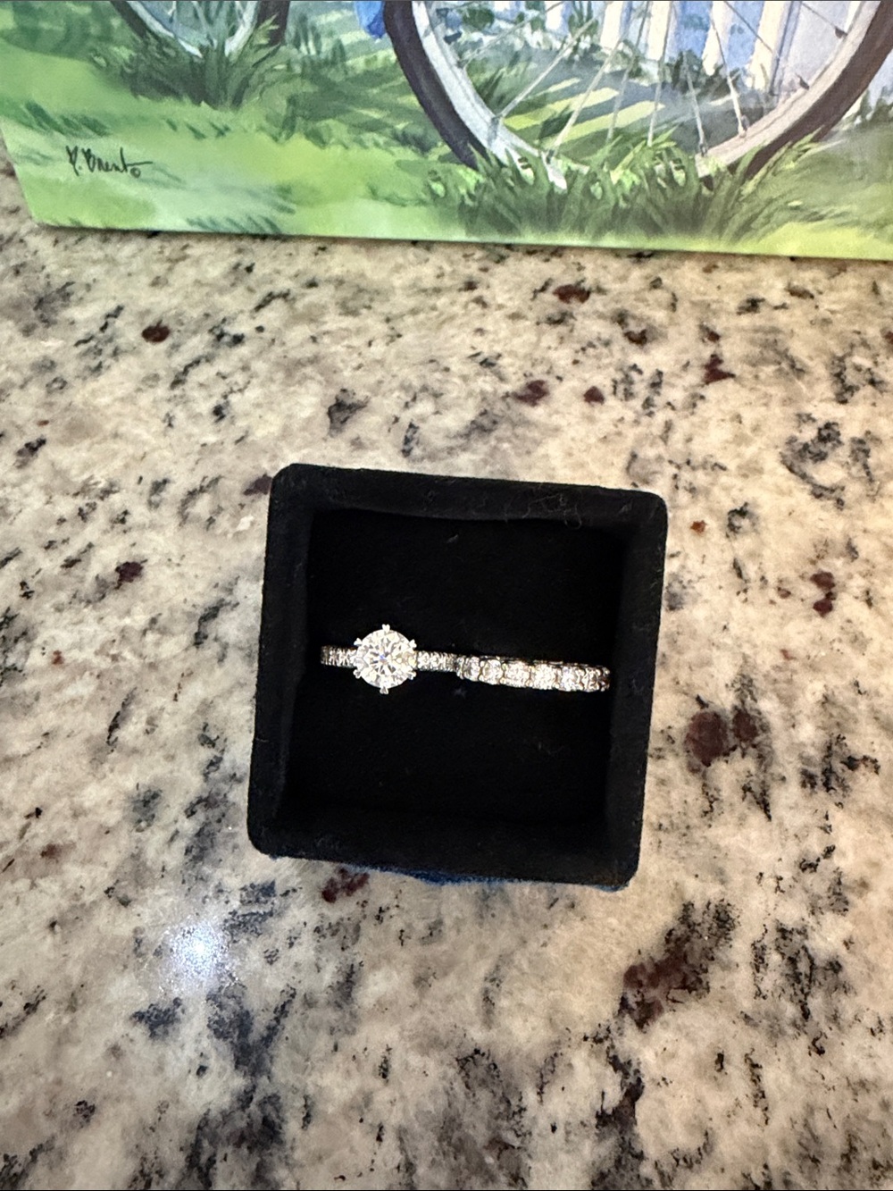 Classic sterling silver Mossianite  Round stone Ring with Eternity Band -